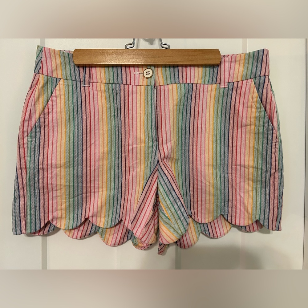 Crown & Ivy Shelby colorful rainbow stripe shorts